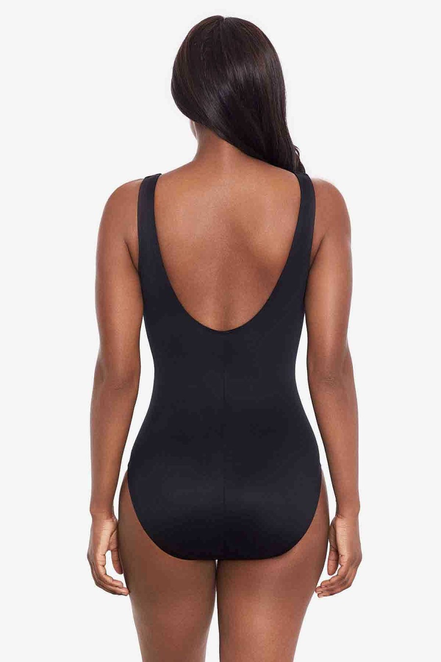 Miraclesuit Selenite Layered Escape One Piece Swimsuit Black/White New