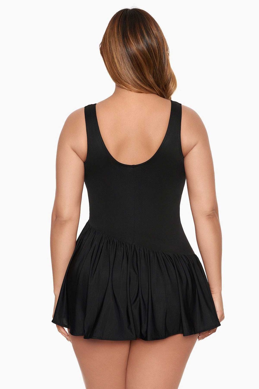 Miraclesuit Plus Size Aurora Swim Dress Black Clearance