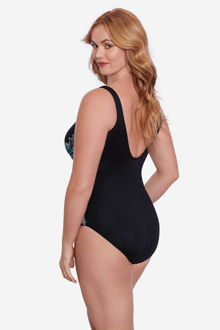 Miraclesuit Plus Size Precioso Temptress One Piece Swimsuit Black/Multi Clearance