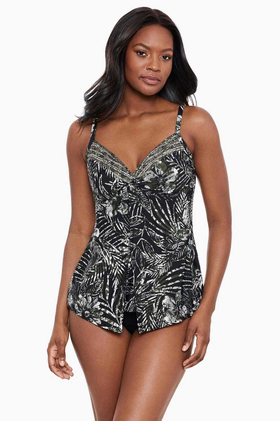 Miraclesuit Zahara Love Knot Tankini Top Dd-Cup Black/Multi Clearance