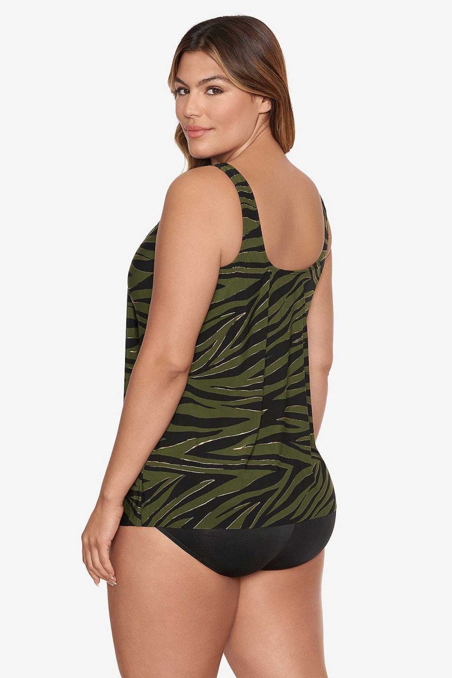 Miraclesuit Plus Size Seabra Ursula Tankini Top Olivetta Clearance