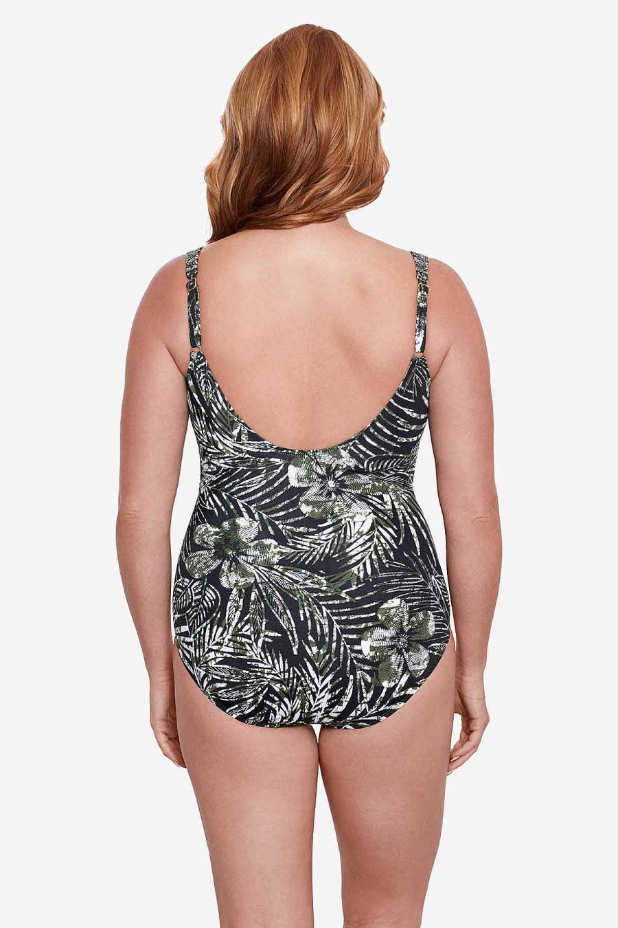 Miraclesuit Plus Size Zahara Sanibel One Piece Swimsuit Black/Multi New