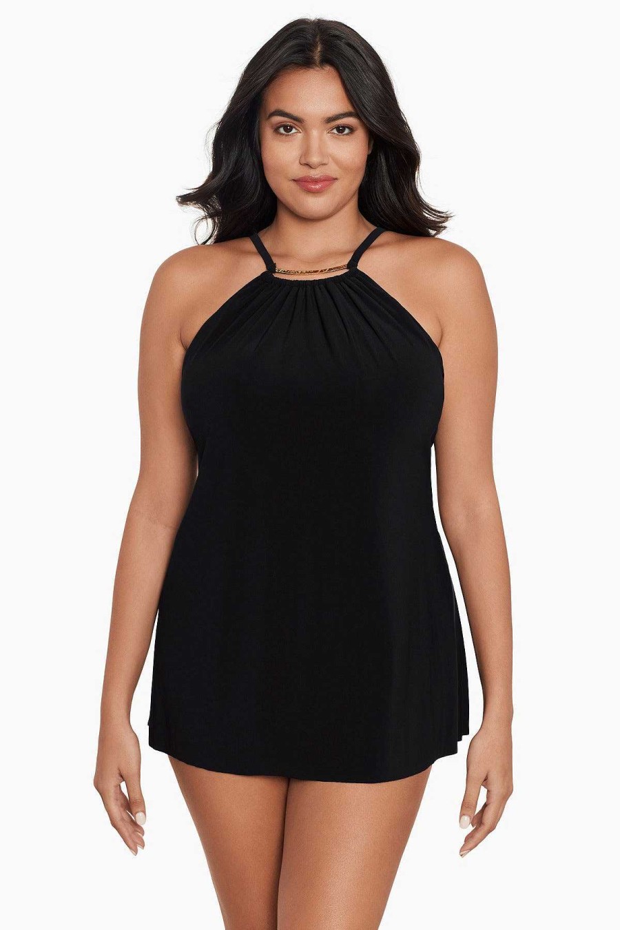 Magicsuit Plus Size Parker One Piece Swim Dress Black New