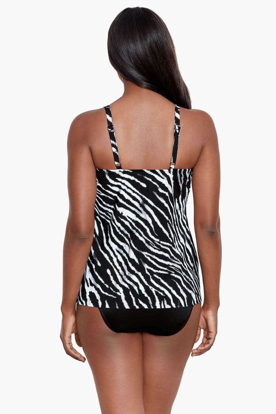 Miraclesuit Tigre Sombre Marina Tankini Top Black/White New