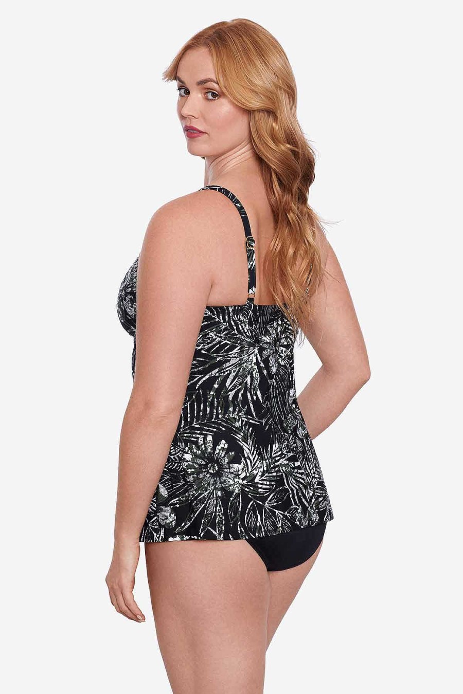 Miraclesuit Plus Size Zahara Love Knot Tankini Top Black/Multi Hot