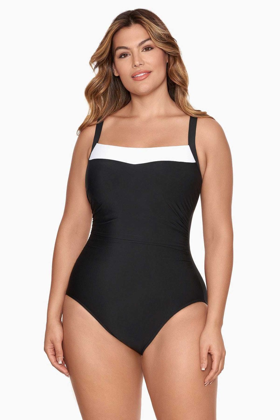 Miraclesuit Colorblock Kara One Piece Swimsuit Dd-Cup Black/White Clearance