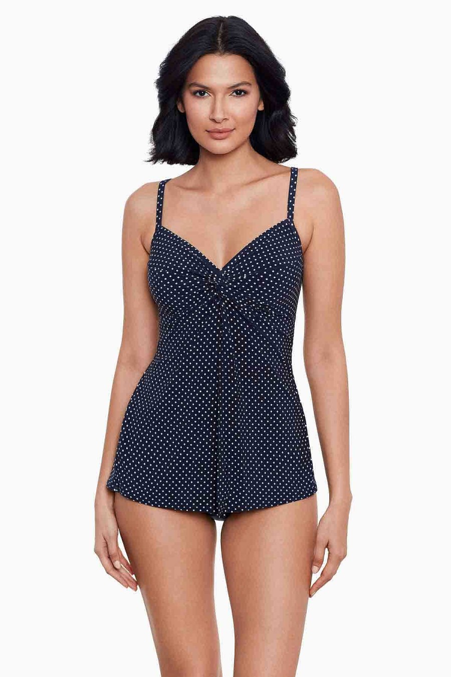 Miraclesuit Pin Point Love Knot Tankini Top New