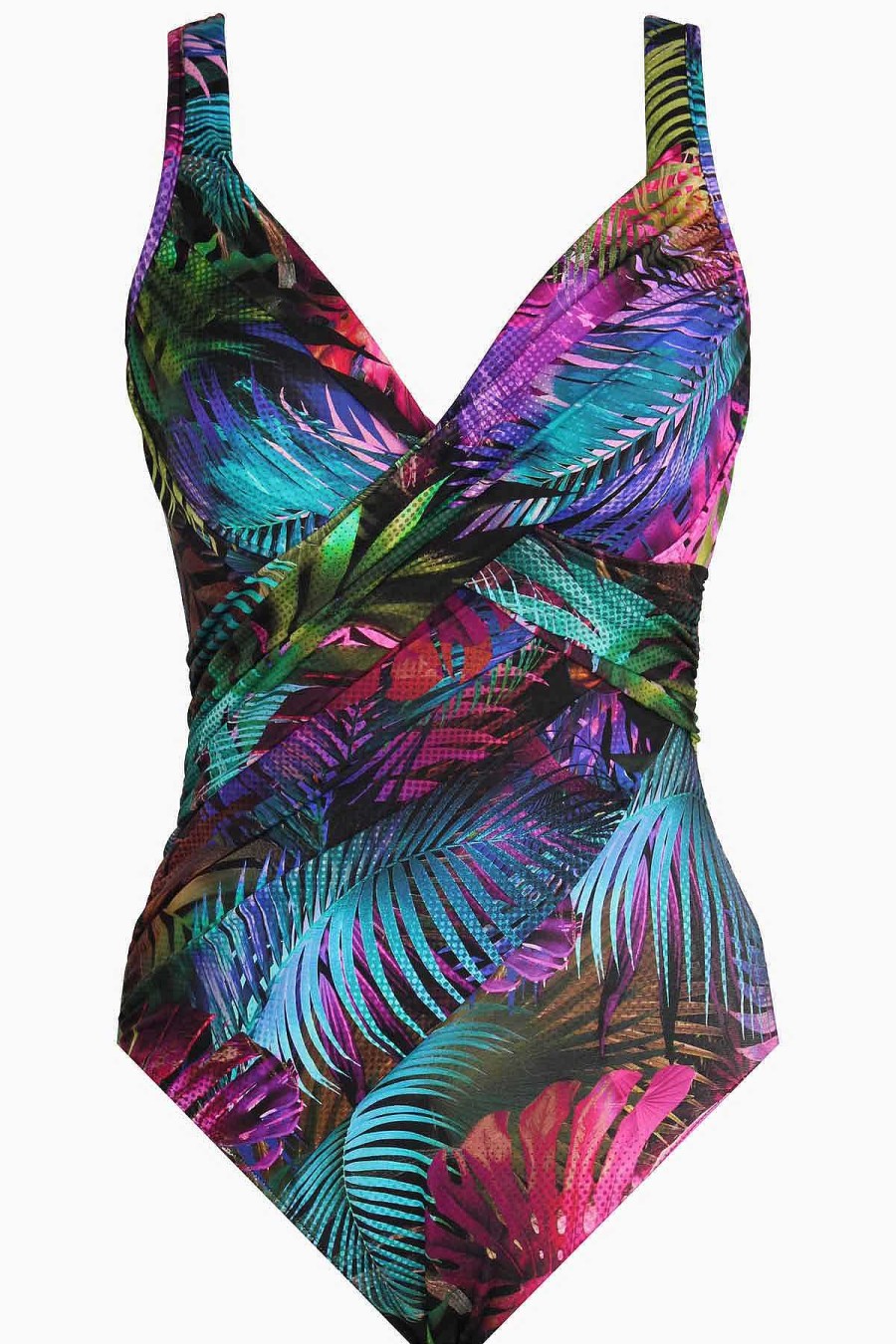 Miraclesuit Pixel Palmas Revele One Piece Swimsuit Black/Multi New