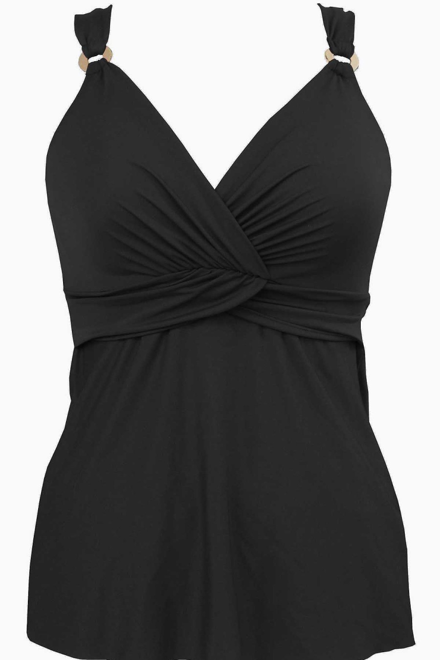 Miraclesuit Underwire Plunge Tankini Top D-Ddd Cup Black Best