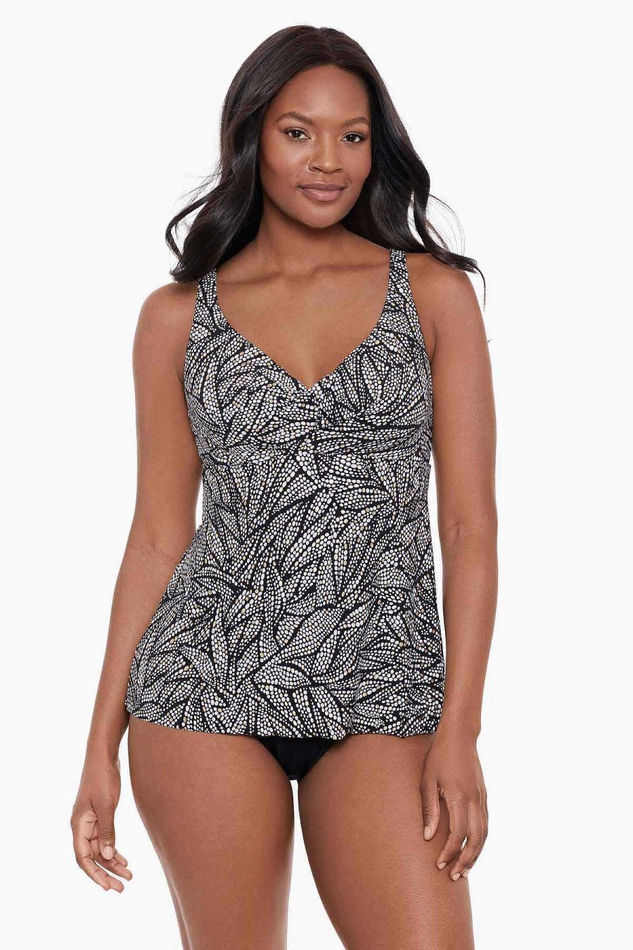 Miraclesuit Shore Leave Ayla Tankini Top Black/White Wholesale