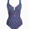 Miraclesuit Danube Bleu Criss Cross Escape One Piece Swimsuit Multi New