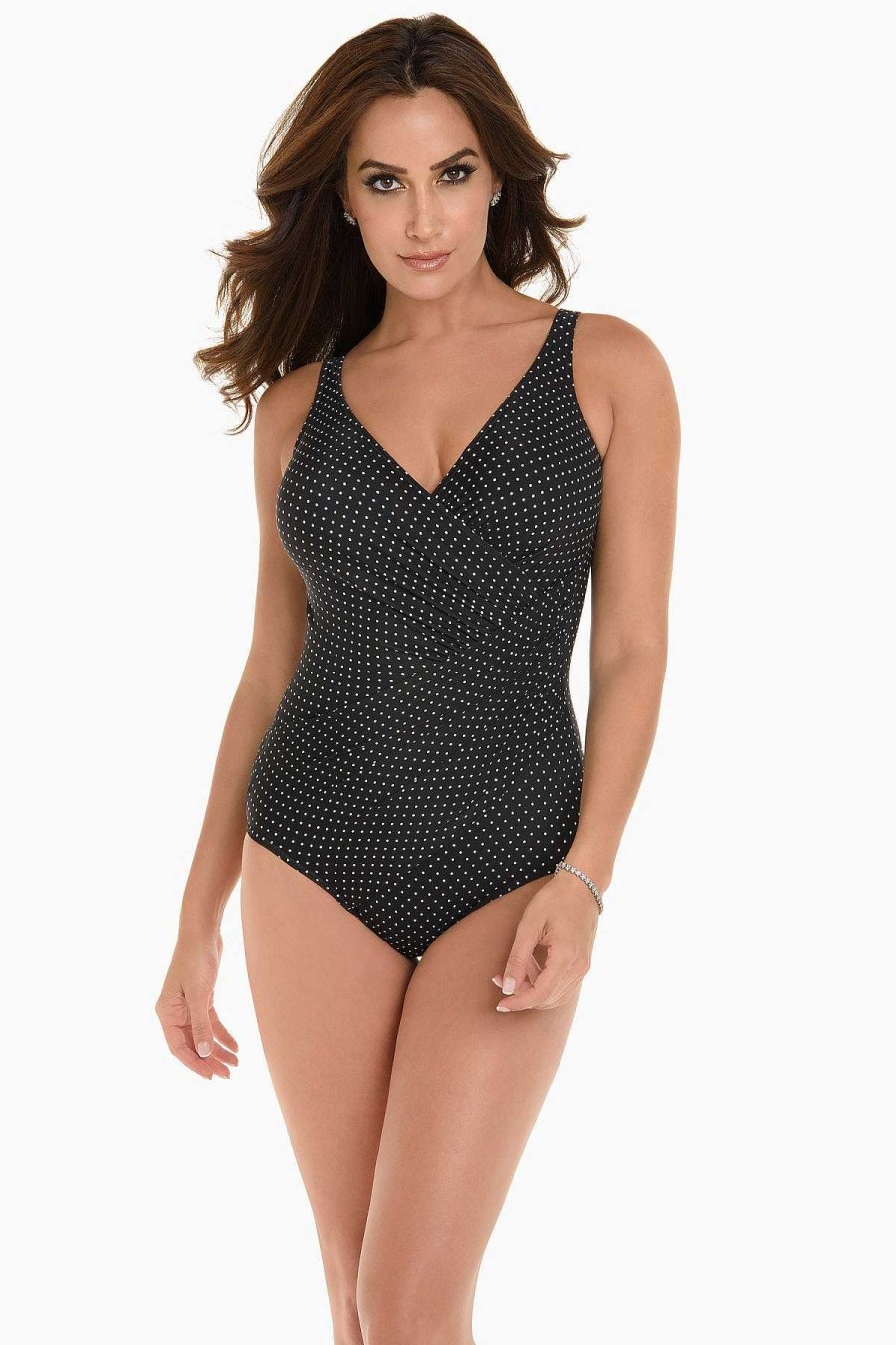 Miraclesuit Pin Point Oceanus One Piece Swimsuit Dd-Cup Black/White Online