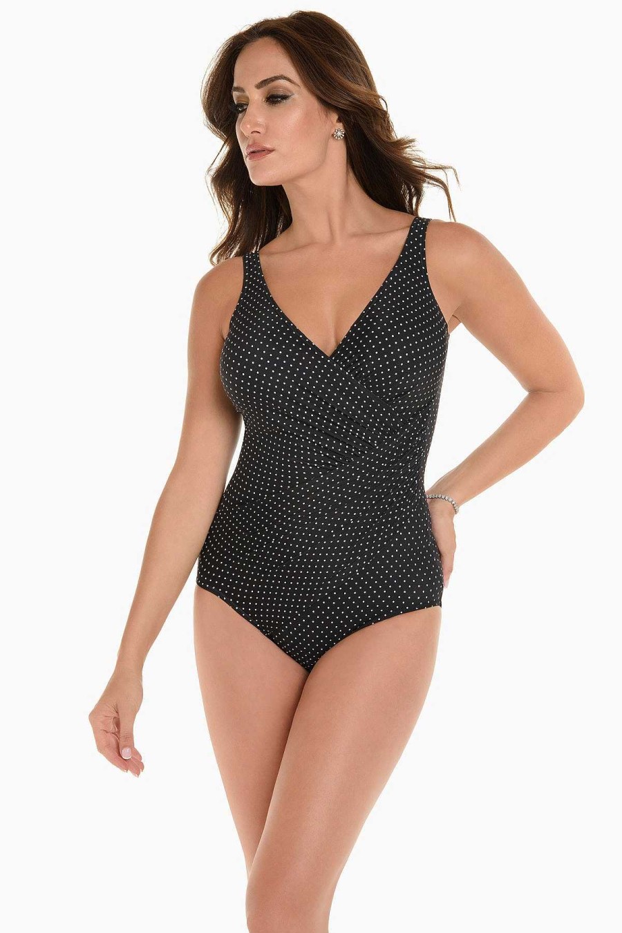 Miraclesuit Pin Point Oceanus One Piece Swimsuit Dd-Cup Black/White Online