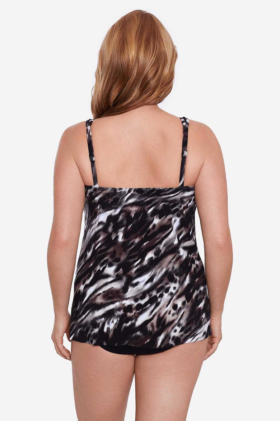 Miraclesuit Plus Size Tempest Mirage Tankini Top Black/Brown Online