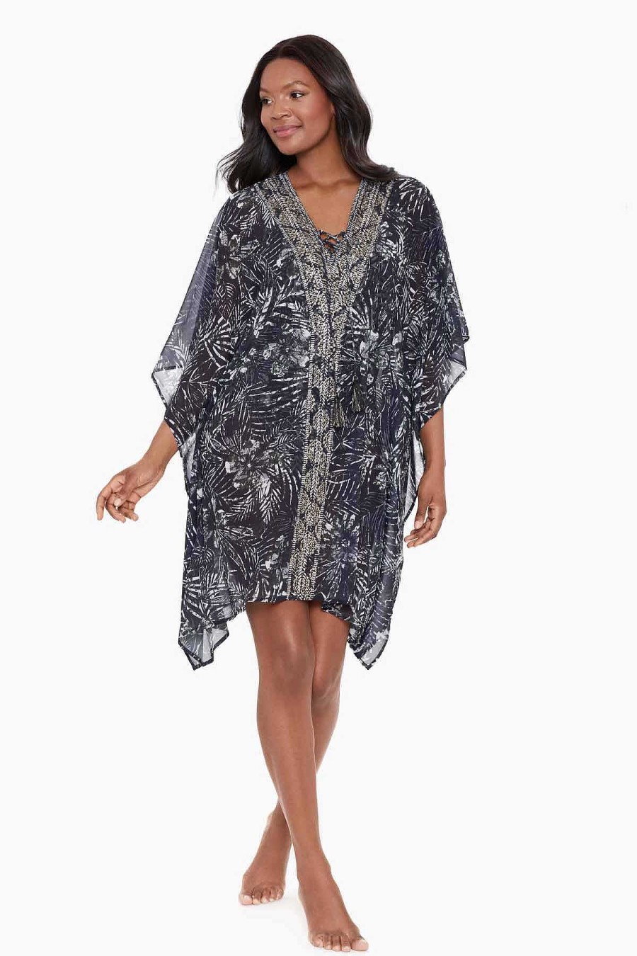 Miraclesuit Zahara Caftan Swim Cover Up Black/Multi Hot