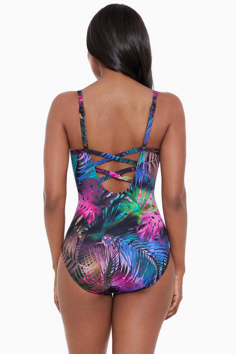 Miraclesuit Pixel Palmas Bonita One Piece Swimsuit Black/Multi Best