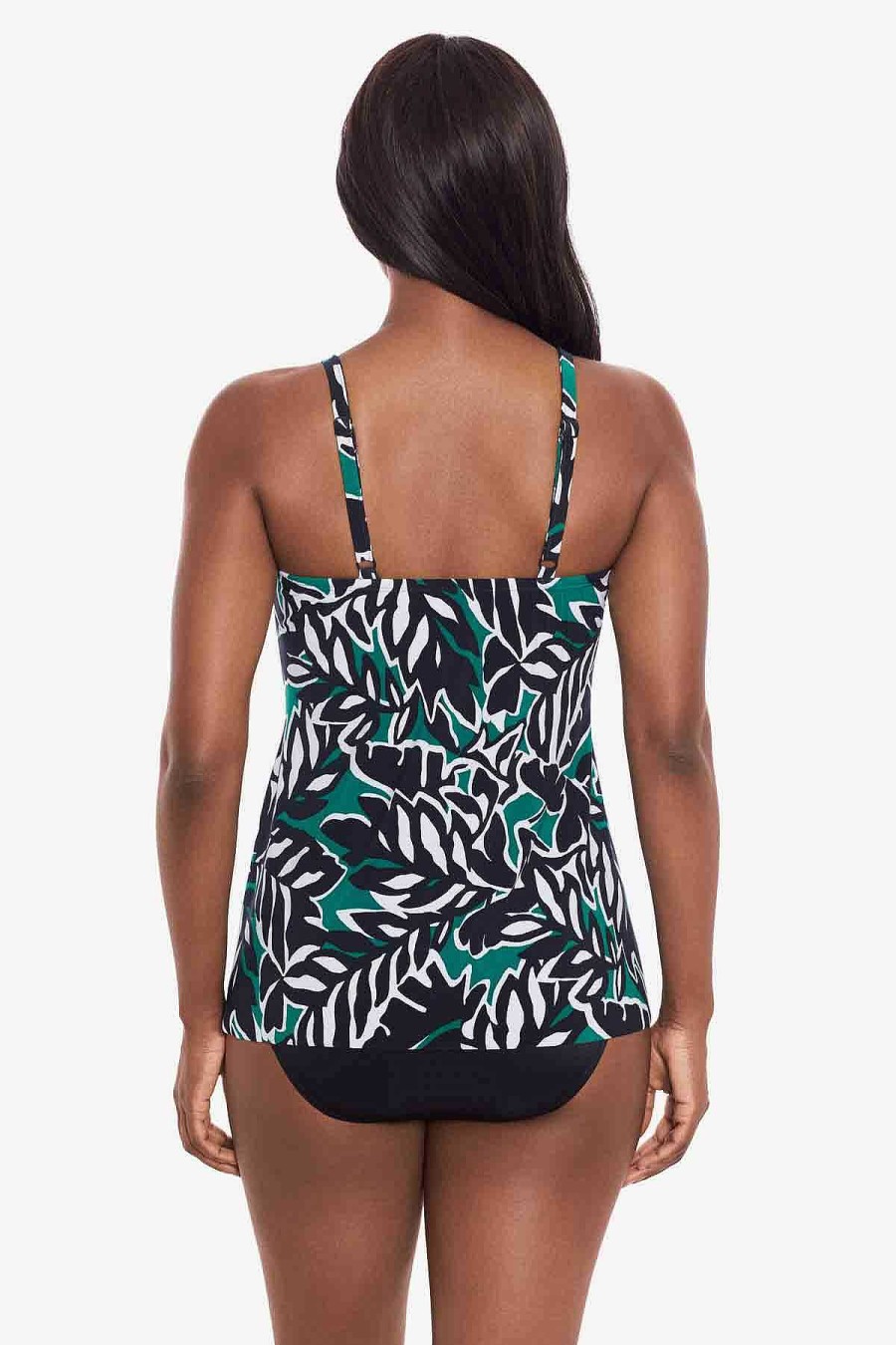 Miraclesuit Palma Verde Marina Tankini Top Black/Multi New