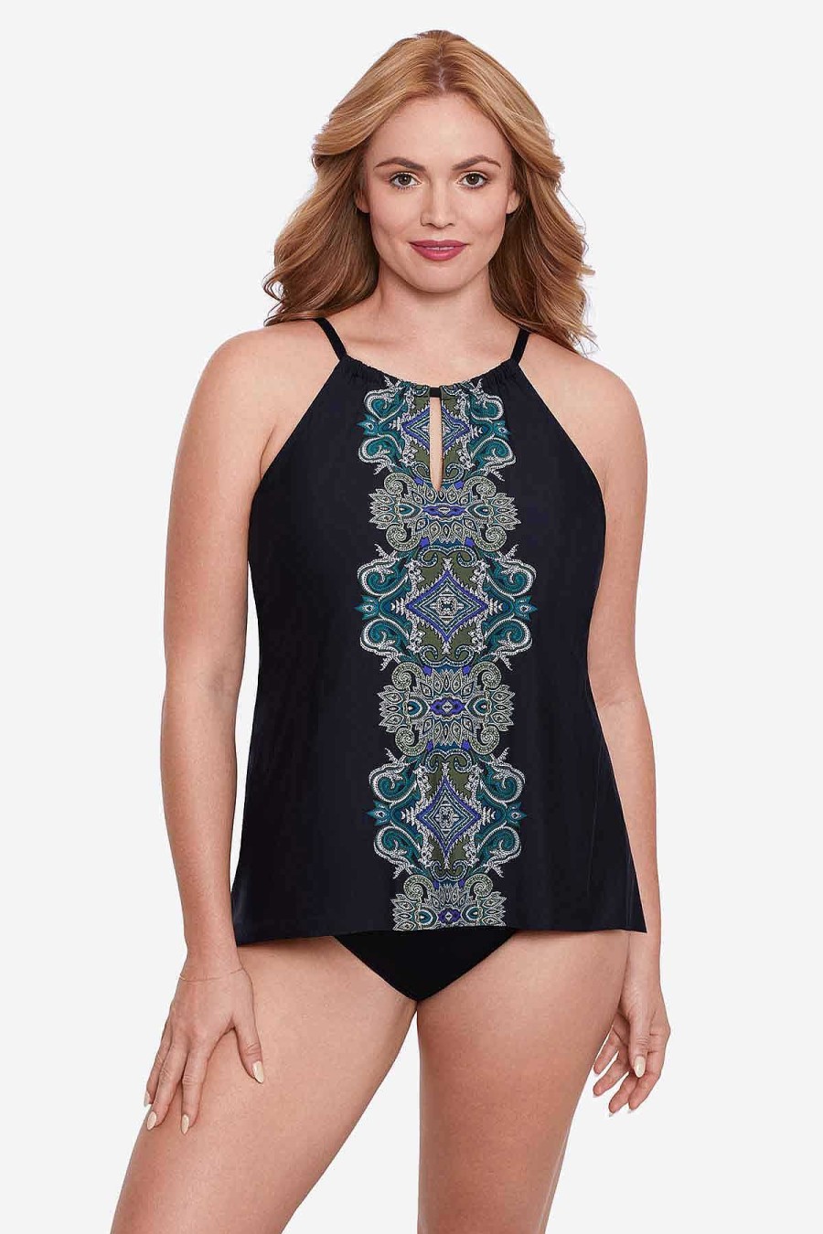 Miraclesuit Plus Size Precioso Peephole Tankini Top Black/Multi Online