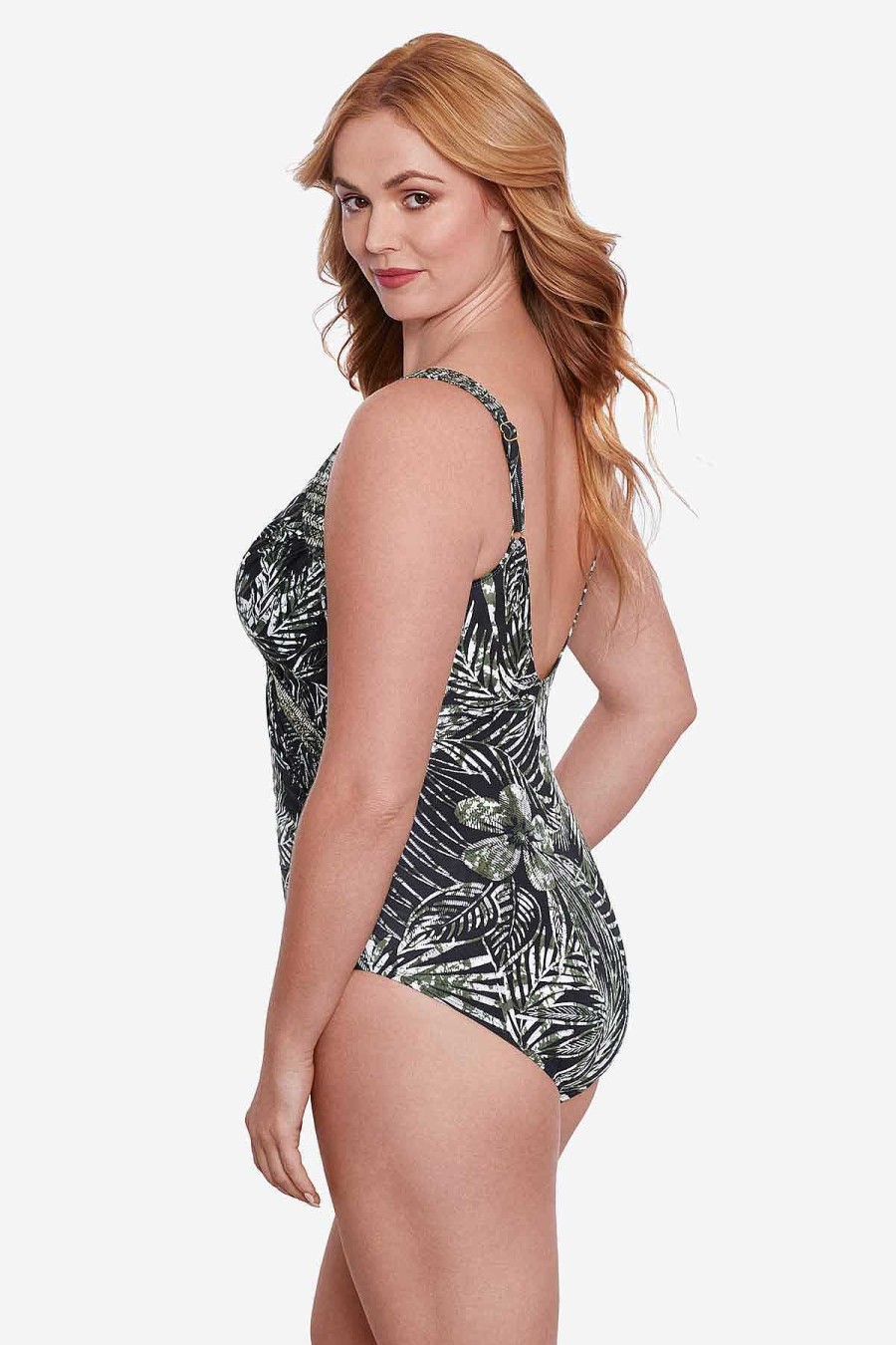 Miraclesuit Plus Size Zahara Sanibel One Piece Swimsuit Black/Multi New