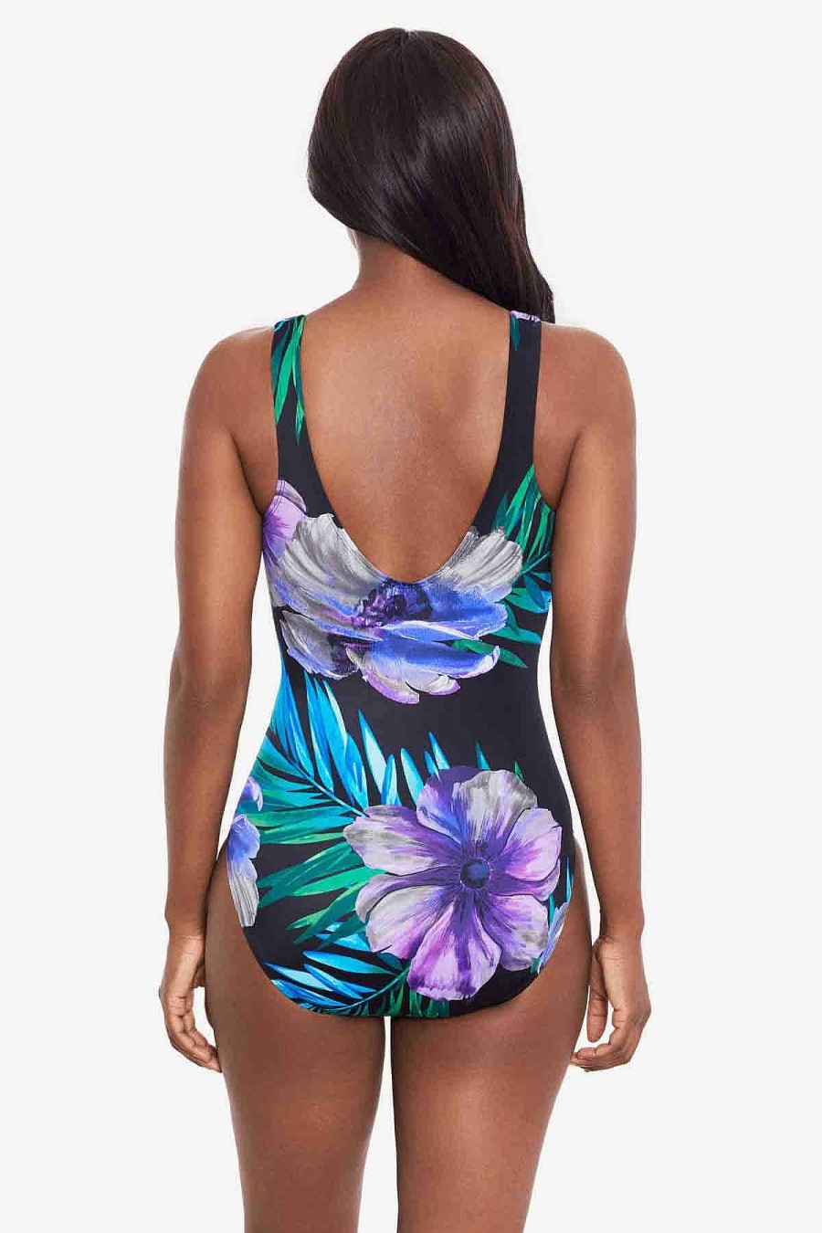 Miraclesuit Flora Aura It'S A Wrap One Piece Swimsuit Black/Multi Hot