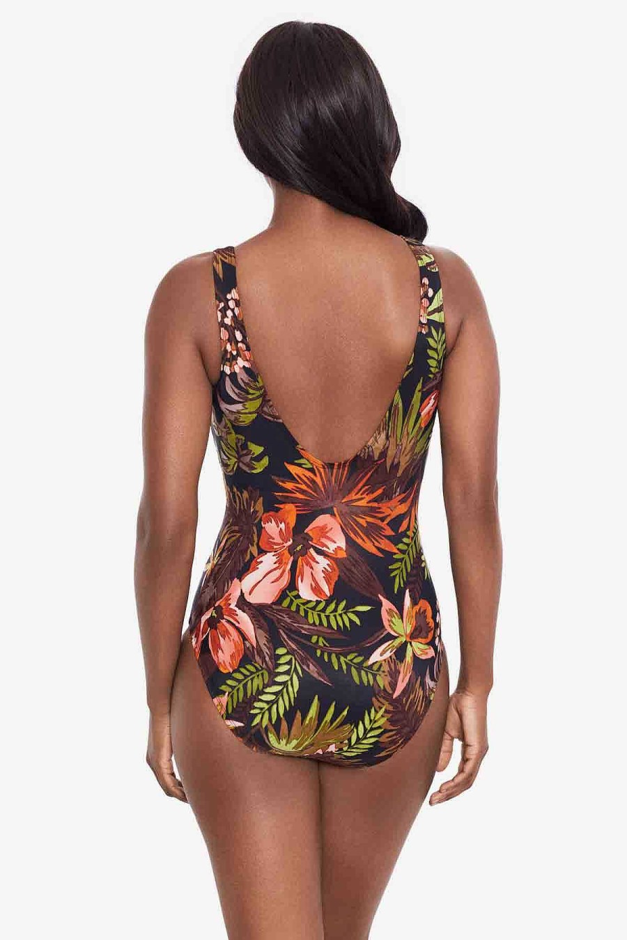 Miraclesuit Botanico Crossover One Piece Swimsuit Black/Multi New