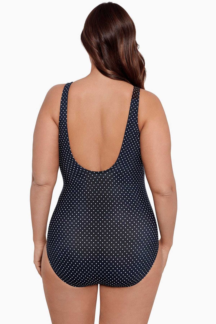 Miraclesuit Plus Size Pin Point Oceanus One Piece Swimsuit Black/White Best