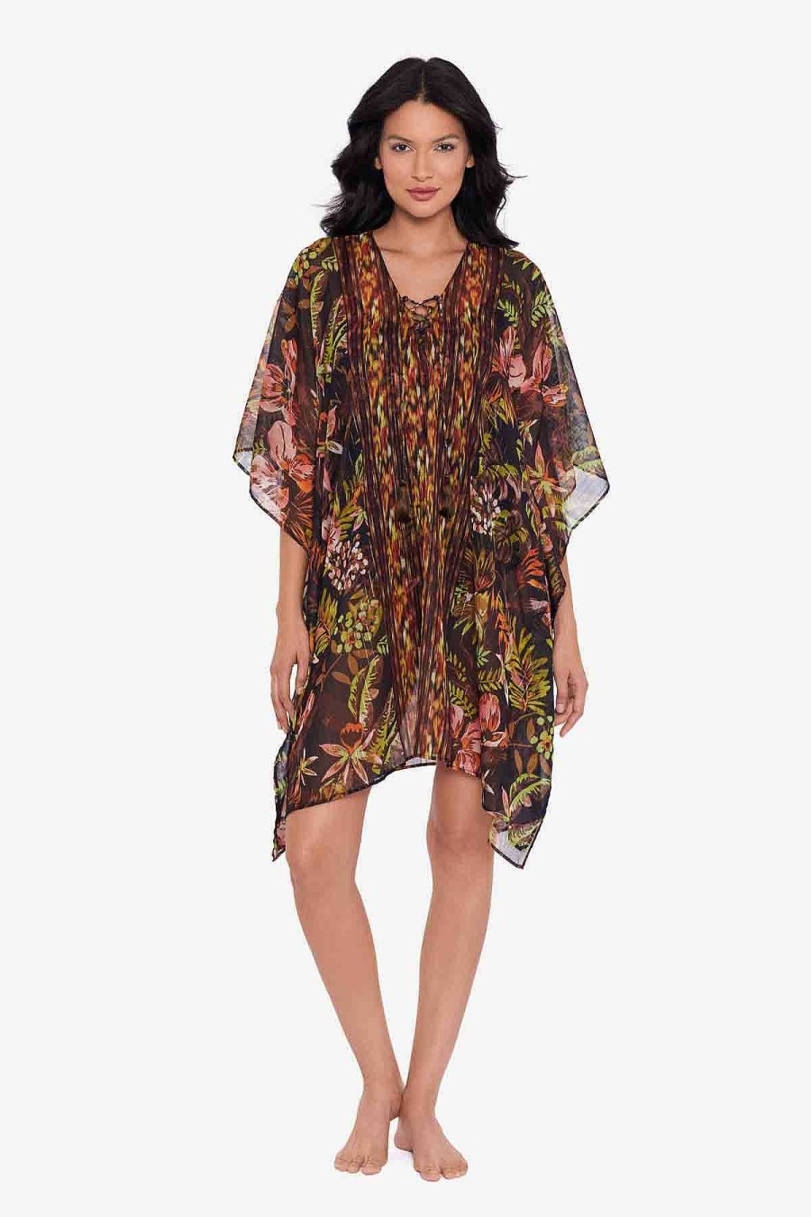 Miraclesuit Botanico Caftan Swim Cover Up Black/Multi Hot