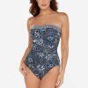 Miraclesuit Provenace D'Ur Avanti Bandeau Long Torso One Piece Swimsuit Blue Clearance