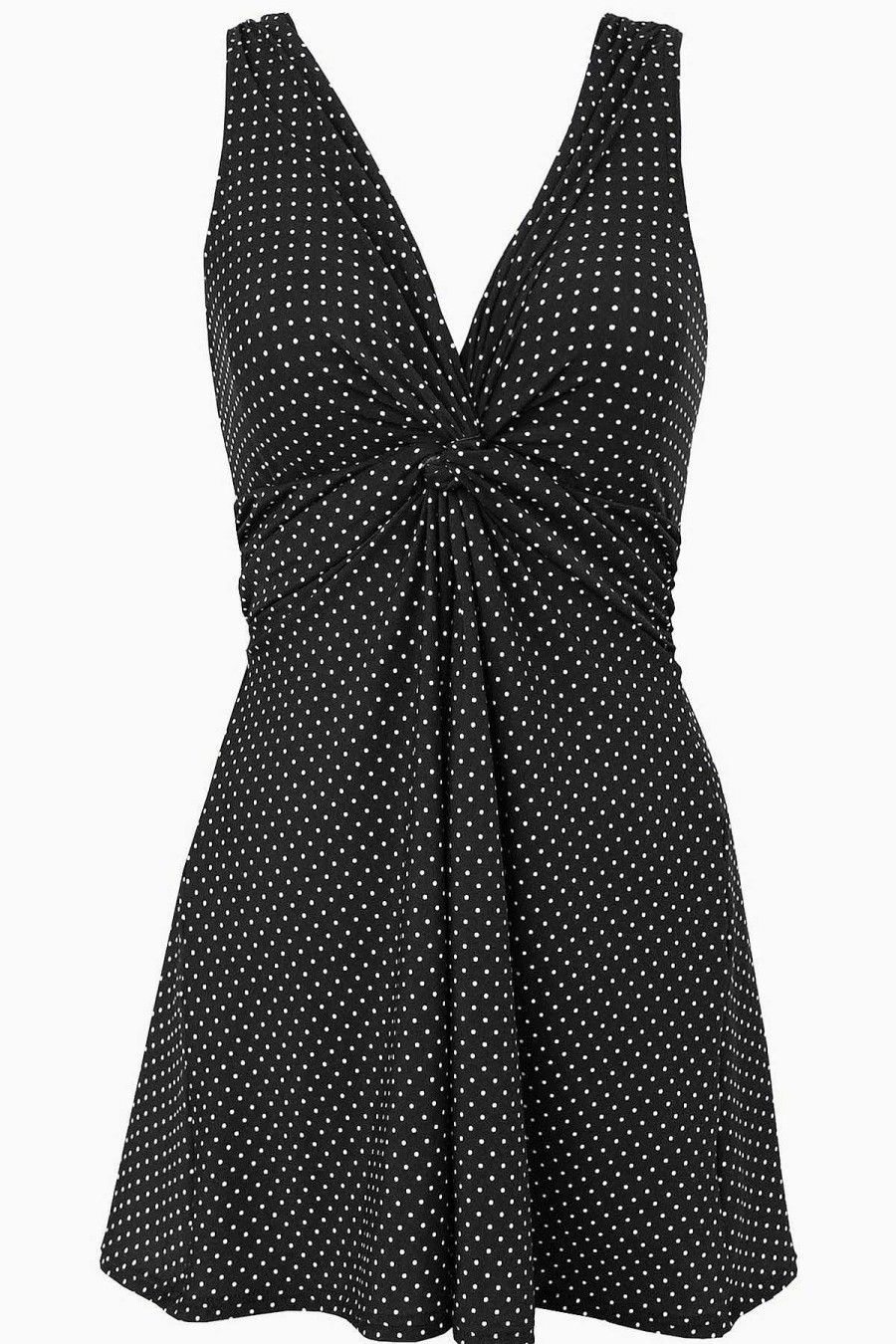 Miraclesuit Pin Point Marais One Piece Swim Dress Dd-Cup Black/White Best