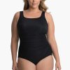 Miraclesuit Plus Size Solid Sideswipe One Piece Swimsuit Black Clearance