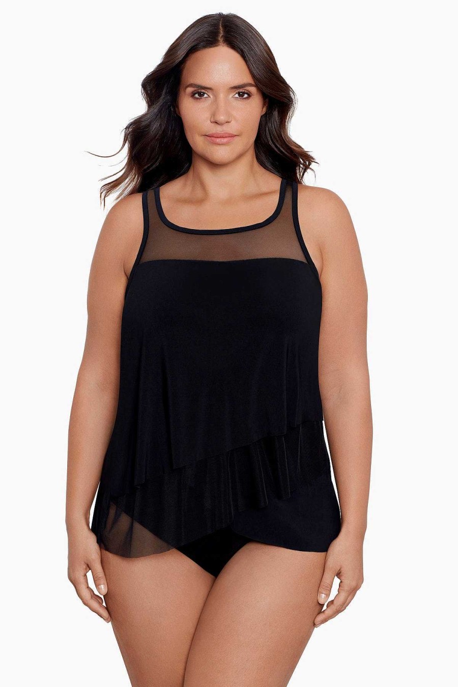 Miraclesuit Plus Size Illusionists Mirage Underwire Tankini Top Black Hot