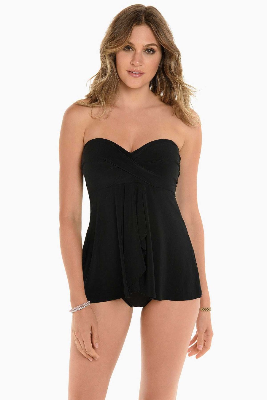 Miraclesuit Rock Solid Cadiz Bandeau Tankini Top Black Best