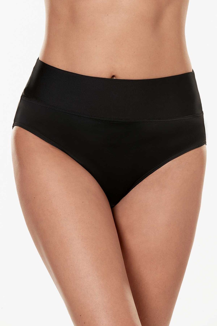 Miraclesuit Foldover Pant Swim Bottom Black New