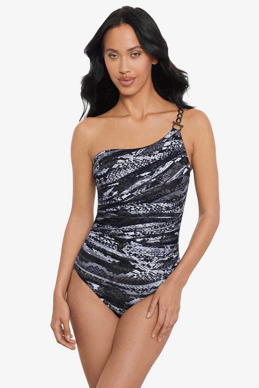 Magicsuit Za'Atar Charlize One Piece Swimsuit Black/Grey New