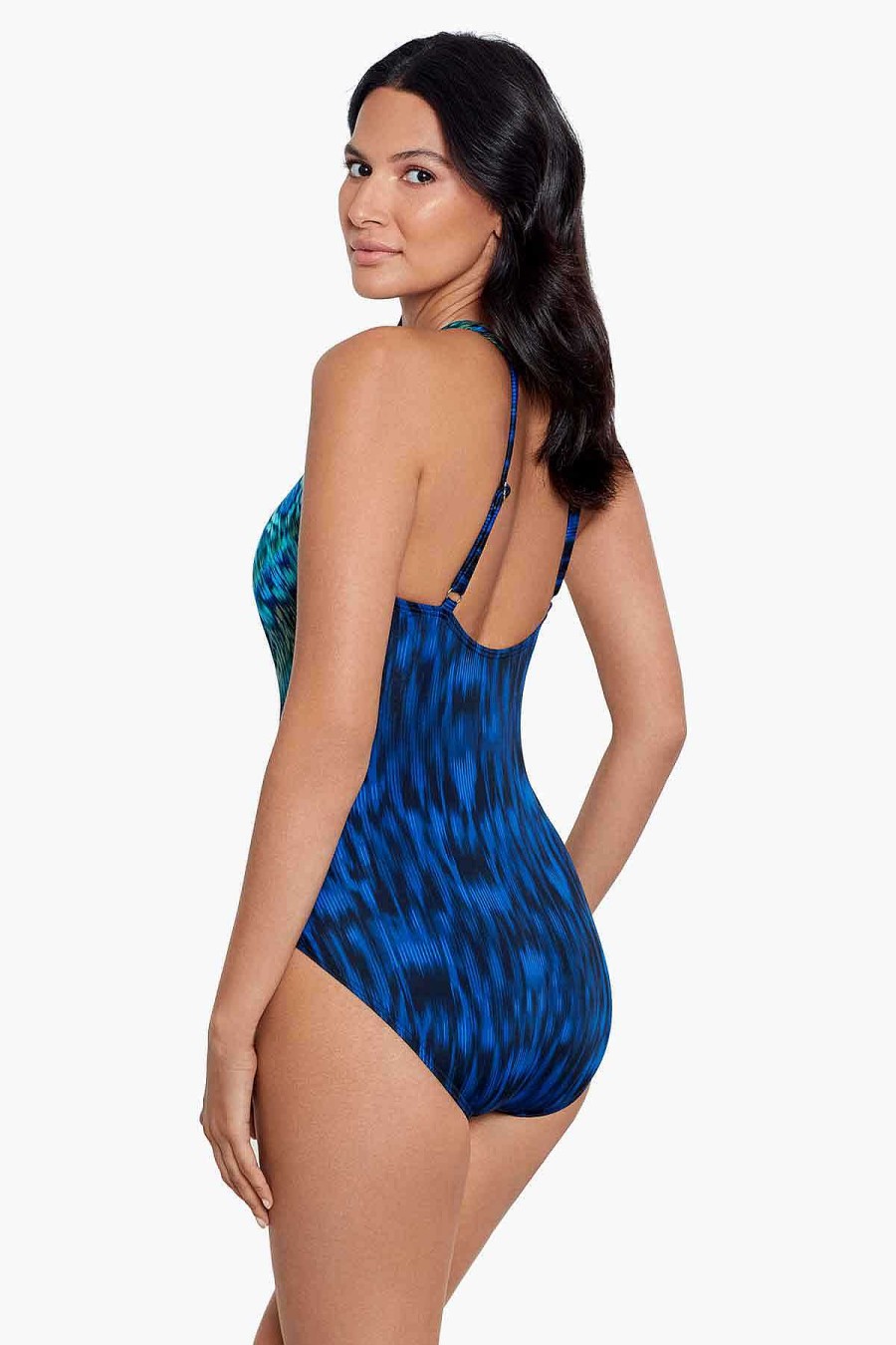 Miraclesuit Alhambra Wrapsody One Piece Swimsuit Blue/Multi New