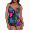 Miraclesuit Pixel Palmas Marina Tankini Top Black/Multi Best