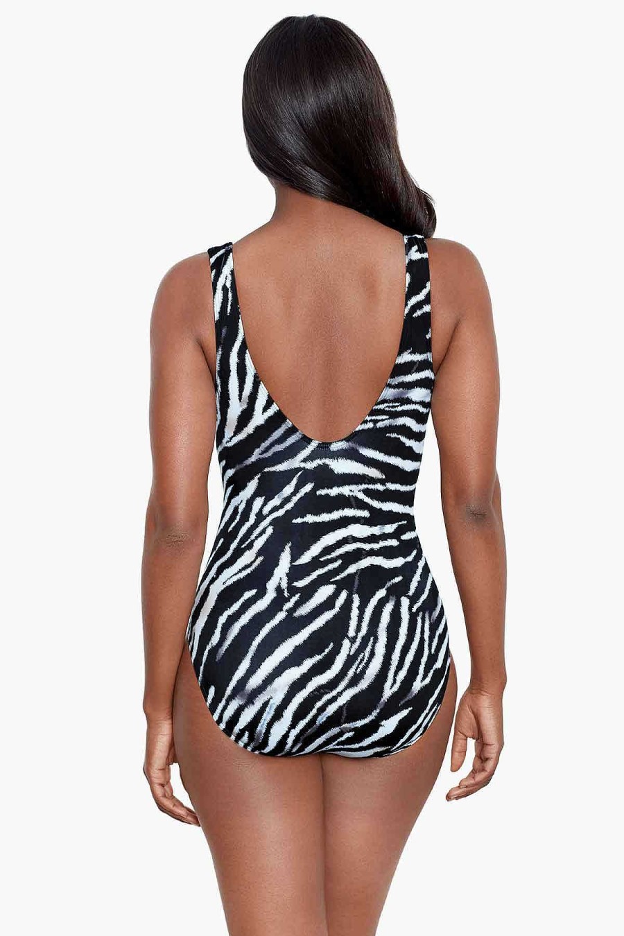 Miraclesuit Tigre Sombre Escape One Piece Swimsuit Black/White Hot