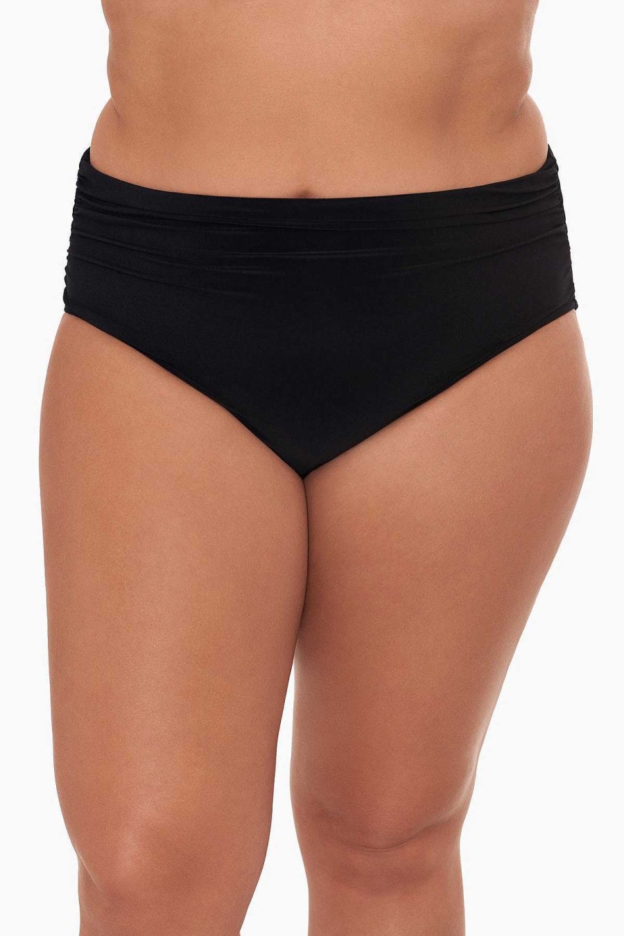 Magicsuit Plus Size Shirred Jersey Swim Bottom Black New