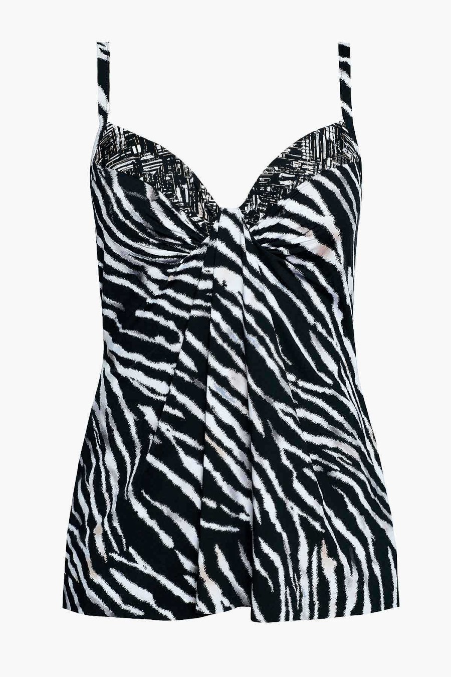 Miraclesuit Tigre Sombre Marina Tankini Top Black/White New