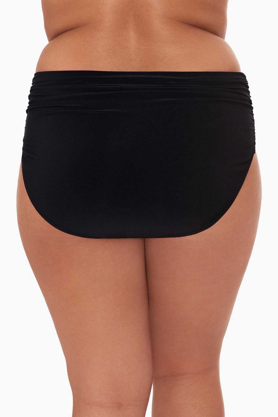 Magicsuit Plus Size Shirred Jersey Swim Bottom Black New