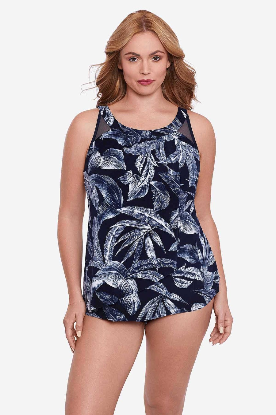 Miraclesuit Plus Size Tropica Toile Ursula Tankini Top Midnight Online